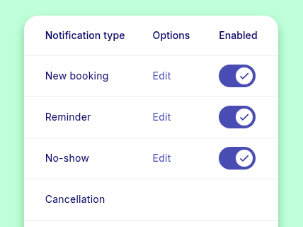 Screenshot of appointment notification settings in CaseRM