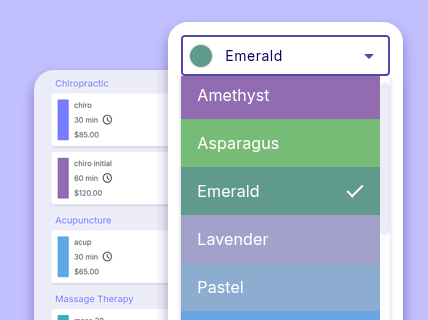 Color selector for appointment and session blocks