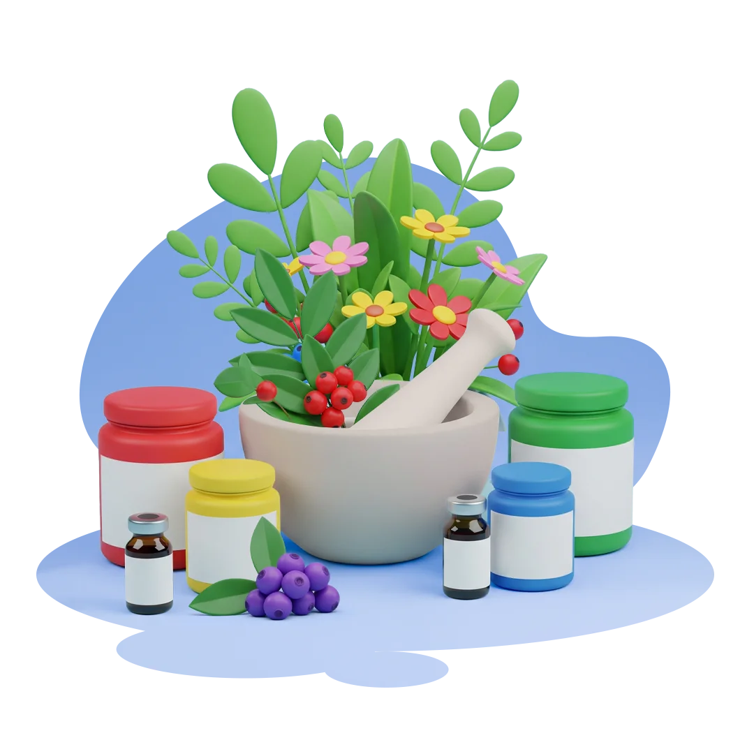 Pot of herbs and naturopathic medicine, representing natural practice management