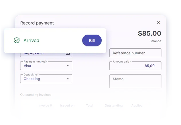 Illustration showing client arrival, billing, and payment entry in a single workflow interface