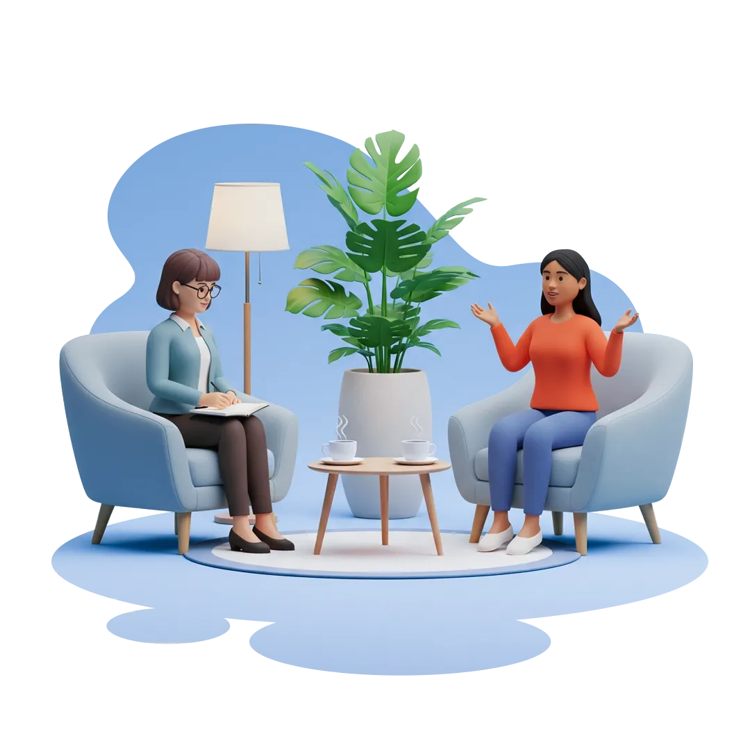 Psychologist in therapy session with client – illustration for counseling practice software