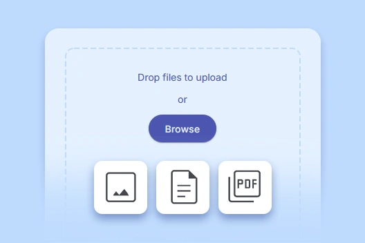 Illustration of a drag-and-drop upload area in a sustainable paperless office feature.
