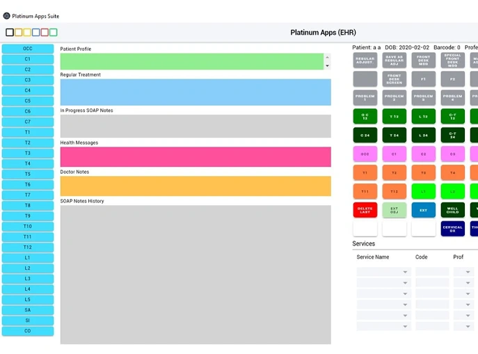 Apps Suite screen in Platinum Chiropractic Software displaying available applications