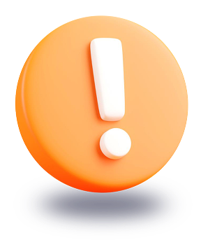 Large orange circle containing a white exclamation mark symbolizing a warning or important alert.