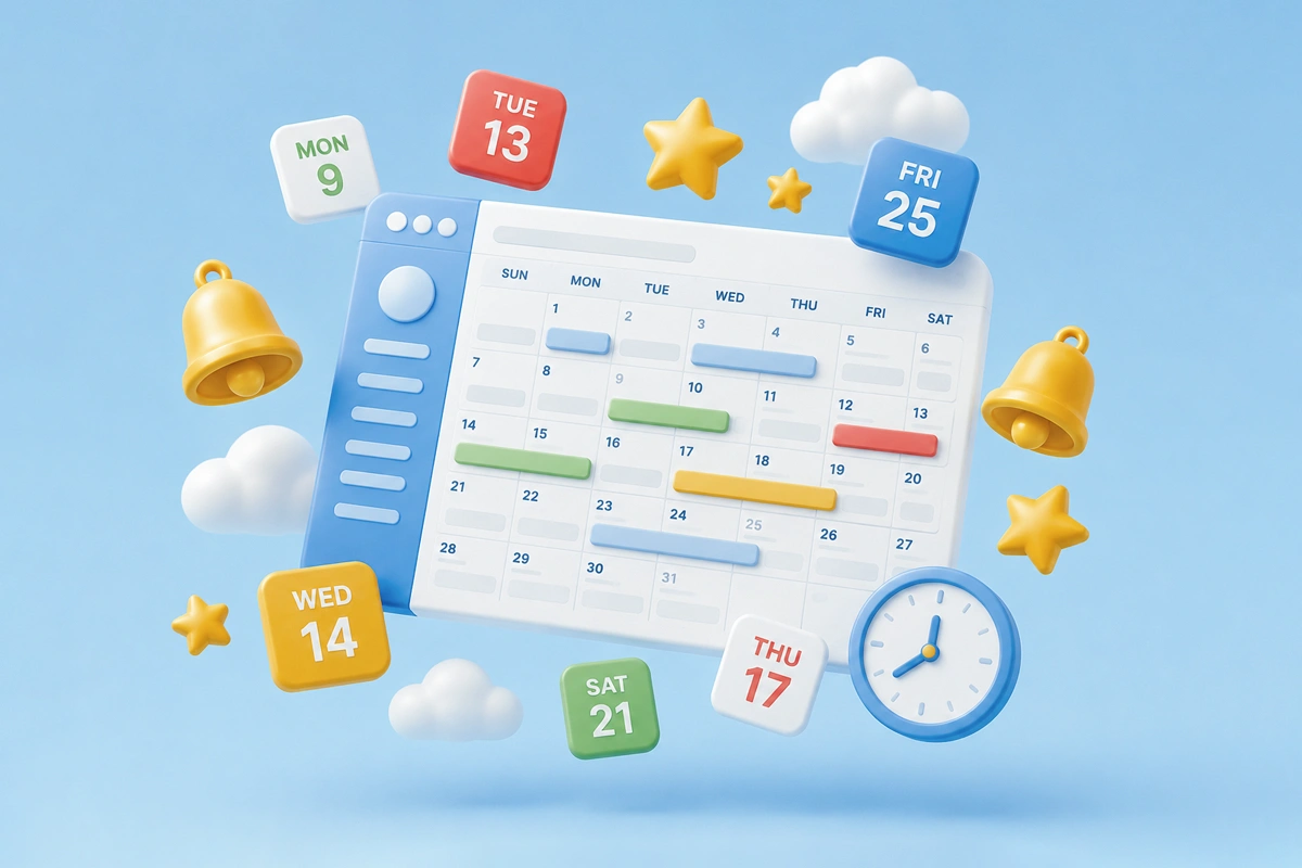 Modern online appointment scheduling software showing a calendar with appointment reminders, scheduling notifications, and booking management features for healthcare clinics